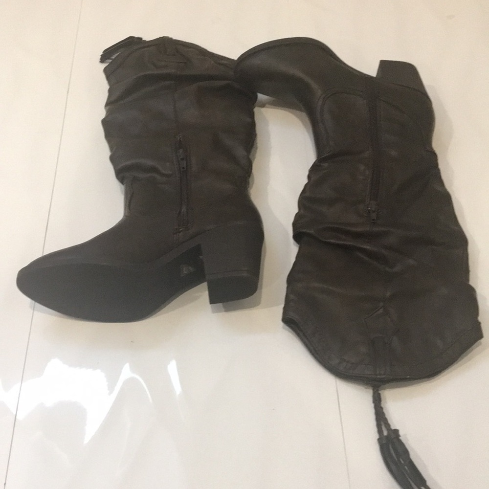 CALL IT SPRING Faux Leather Brown Cowboy Boots - Picture 5 of 14